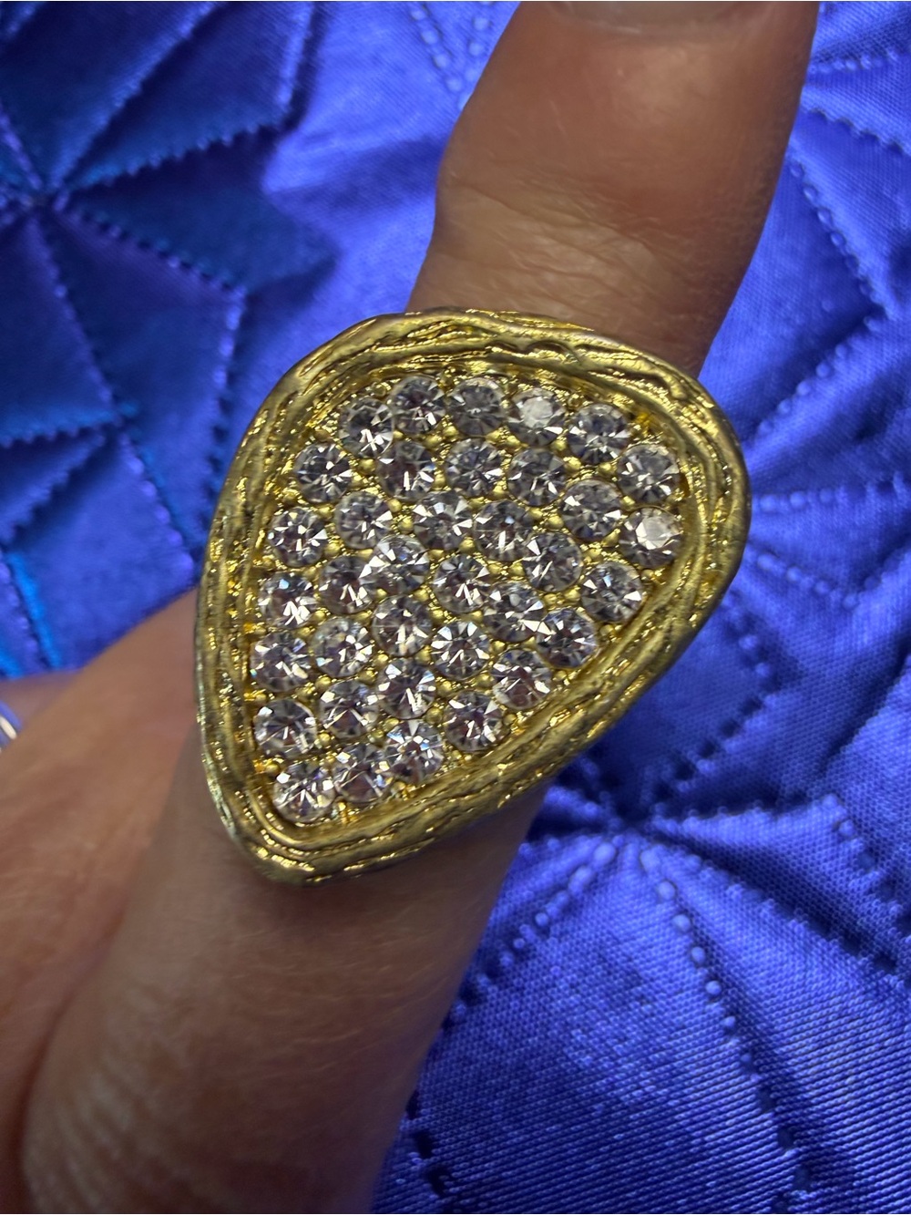 Park Lane Antique Gold Crystal Statement Ring Size 8 New